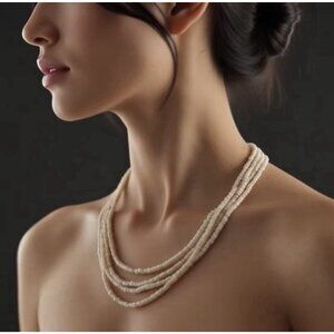 Vintage Multi-Strand Beaded Necklace Pastel Multicolor Beads 46" Retro Style VG